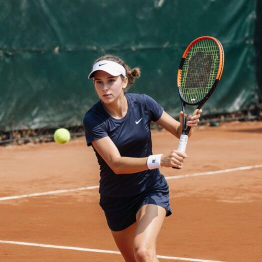 Junior tennis player hitting a backhand during an international tournament